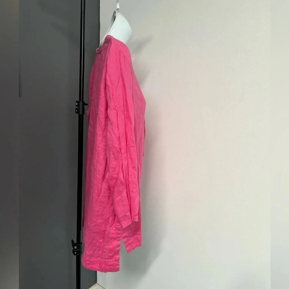 Rafaella Pink Linen Lace Up Neckline Tunic Top‎ Coastal Beachy Travel Breathable - Picture 3 of 10